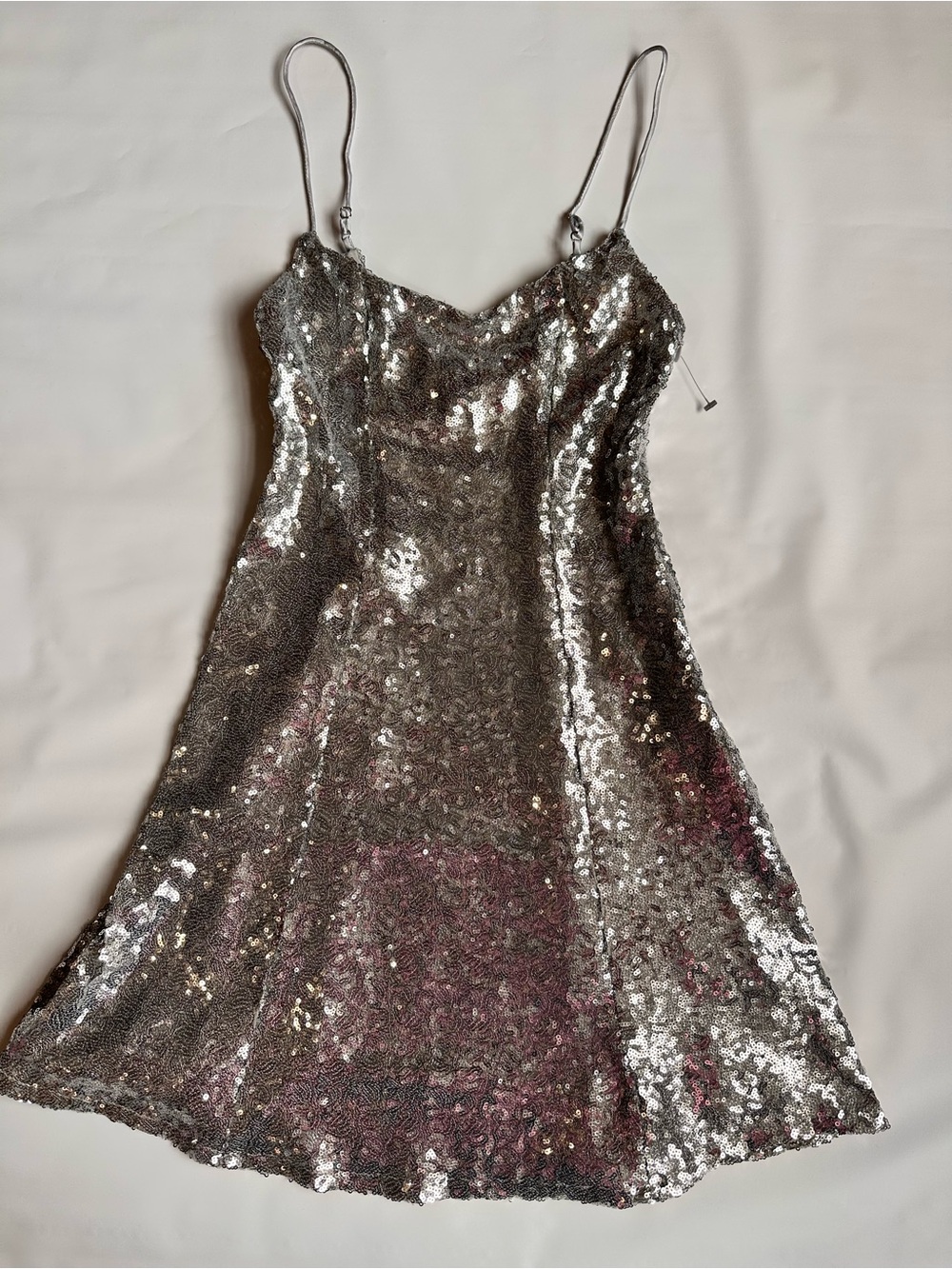 Urban Outfitters Light Gray Sequin Slip Dress
